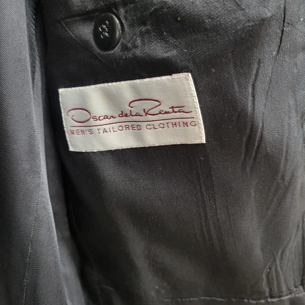 Oscar De La Renta Men Blazer Jacket Size 38R 100% Wool Dark Gray Business Office